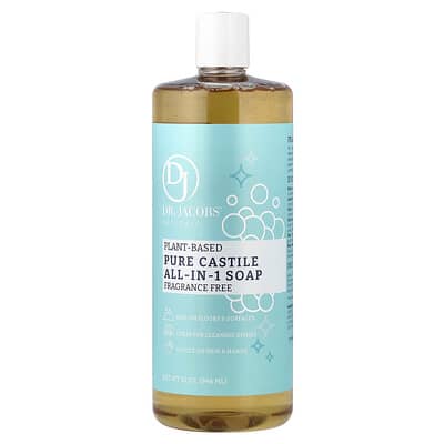Plant-Based Pure Castile All-In-1 Soap, Fragrance Free, 32 oz (946 ml)