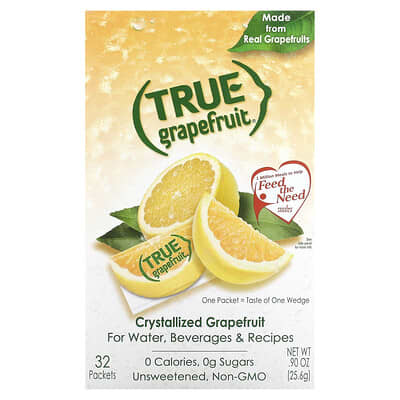 True Grapefruit, Crystallized Grapefruit, Unsweetened, 32 Packets .90 oz (25.6 g)