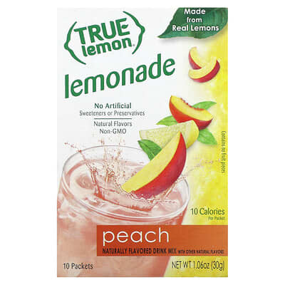 True Lemon®, лимонад с персиком, 10 пакетиков, 0.11 oz (3 g) каждый