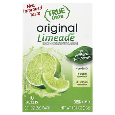 True Lime® Limeade Original, 10 пакетиков, 0.11 oz (3 g) каждый