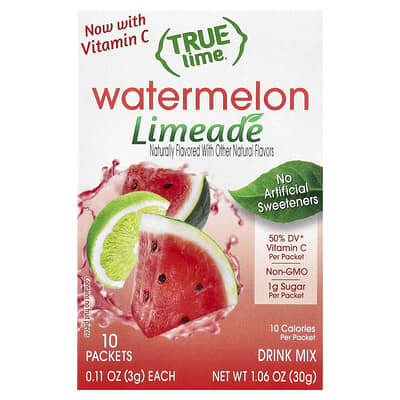 True Lime®, Limeade, Watermelon, 10 Packets, 0.11 oz (3 g) Each
