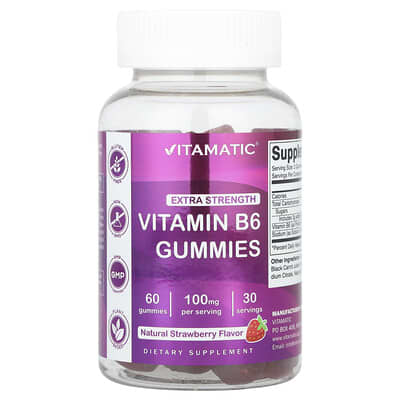 Vitamin B6, Natural Strawberry, 60 Gummies (50 mg per Gummy)