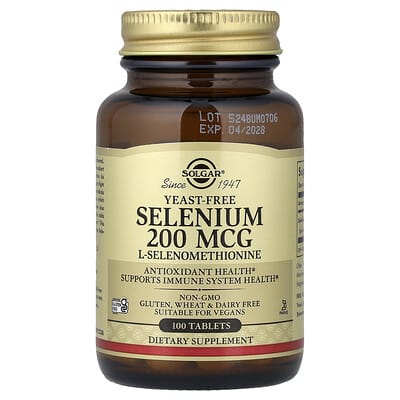 Селен, без дрожжей, 200 mcg, 100 таблеток