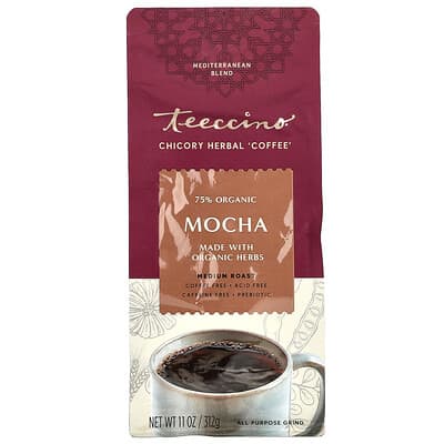 Пребиотический травяной кофейный напиток Chicory, Mocha, Medium Roast, без кофеина, 11 oz (312 g)