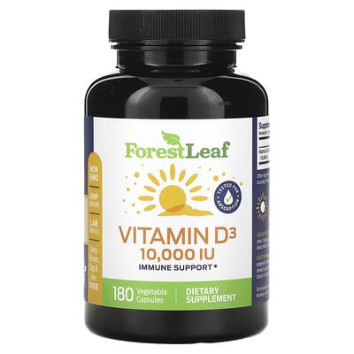 Vitamin D3, 250 mcg (10,000 IU), 180 Vegetable Capsules