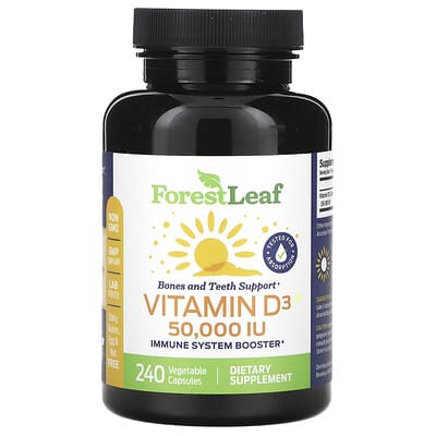 Vitamin D3, 1,250 mcg (50,000 IU), 240 Vegetable Capsules