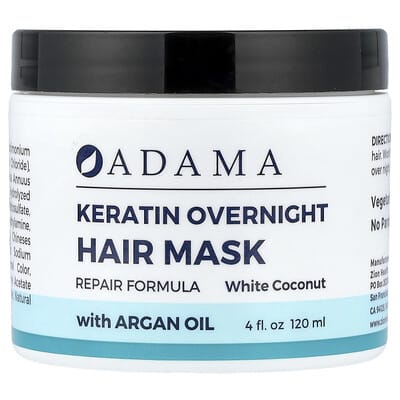 Zion Health Adama маска для волос на ночь Keratin Overnight, White Coconut, 120 ml