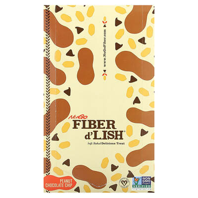 NuGo Nutrition Fiber d'Lish®, Peanut Chocolate Chip, 16 батончиков, 1.6 oz (45 g) каждый