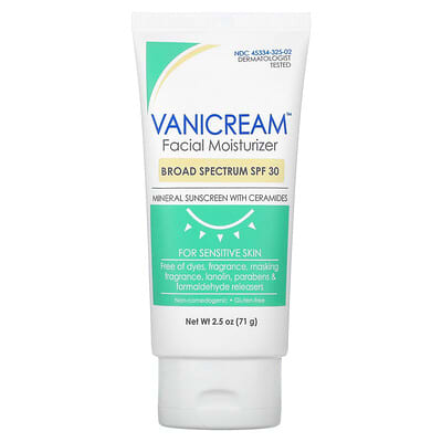 Facial  Moisturizer, Mineral Sunscreen with Ceramides, For Sensitive Skin,  SPF 30, 2.5 oz (71 g)