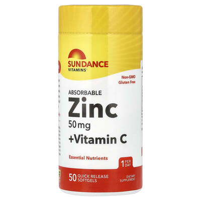 Sundance Vitamins цинк + витамин C, 50 быстрорастворимых мягких капсул