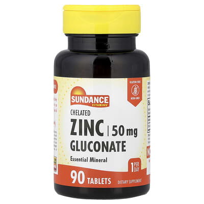 Chelated Zinc Gluconate, 50 mg, 90 Vegan Tablets