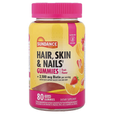 Hair, Skin & Nails Gummies, Raspberry, 80 Vegan Gummies