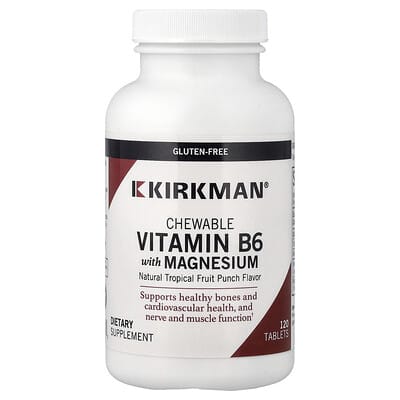 Chewable Vitamin B6 with Magnesium, Natural Tropical Fruit Punch, 120 Tablets