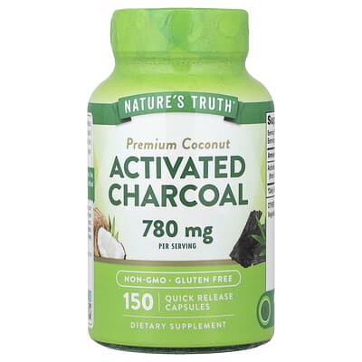 Активированный древесный уголь Nature's Truth Premium Coconut Activated Charcoal, 150 Quick Release Capsules (260 mg per Capsule)