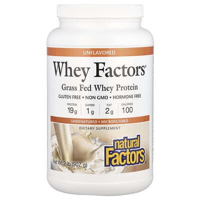 Сывороточный протеин Whey Factors®, Grass Fed Whey Protein, без вкуса, 2 lb (907 g)