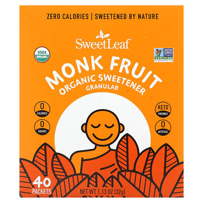 Натуральный подсластитель Monk Fruit Organic, 40 пакетиков