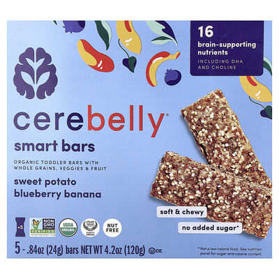 Smart Bars, Organic Toddler Bars, Sweet Potato Blueberry Banana, 5 Bars, 0.84 oz (24 g) Each