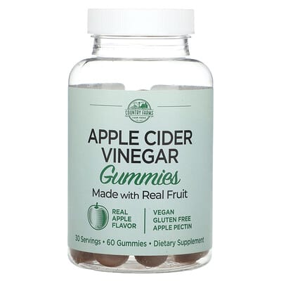 Apple Cider Vinegar Gummies, Real Apple, 60 Gummies (250 mg per Gummy)