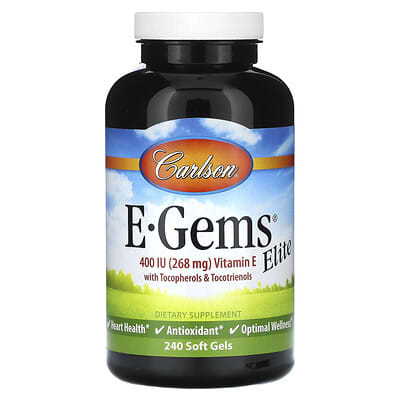 E-Gems® Elite, Vitamin E with Tocopherols & Tocotrienols, 240 Soft Gels