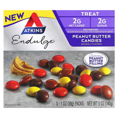 Конфеты Endulge™, Peanut Butter Candies, 5 Bars, 1 oz (28 g) Each