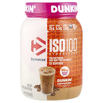 Изолят сывороточного протеина ISO100® Hydrolyzed, Dunkin’™ Cappuccino, 21.8 oz (610 g)