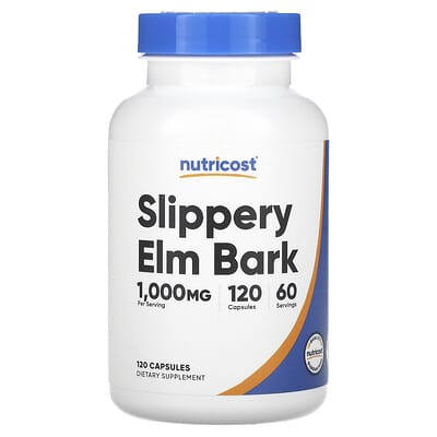 Slippery Elm Bark, 120 Capsules (500 mg per Capsule)