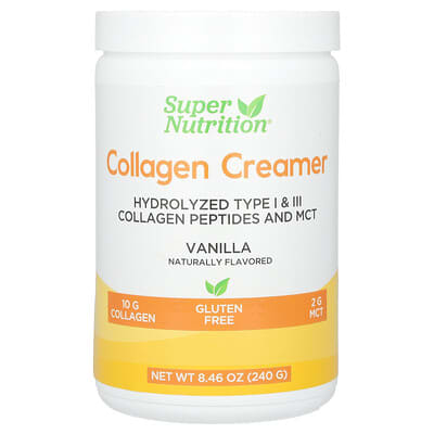 Collagen Creamer with Hydrolyzed 1 & 3, Calcium, Protein, and Iron, Vanilla, 8.46 oz (240 g)