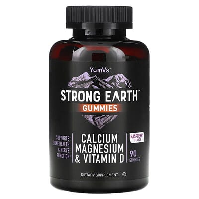 Strong Earth™ Gummies, Calcium Magnesium & Vitamin D, Raspberry, 90 Gummies