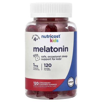 Детская мелатонин, 4+, клубника, 1 mg, 120 жевательных таблеток