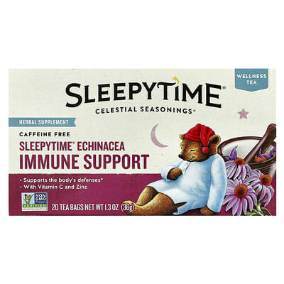 Травяной чай Wellness Tea, Sleepytime® Echinacea Immune Support, без кофеина, 20 пакетиков, 1.3 oz (36 g)