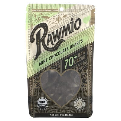 Mint Chocolate Hearts, 70% Raw Cacao, 2 oz (56.7 g)