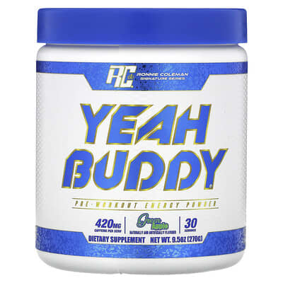 Ronnie Coleman Yeah Buddy® предтренировочный порошок, зеленое яблоко, 9.5 oz (270 g)
