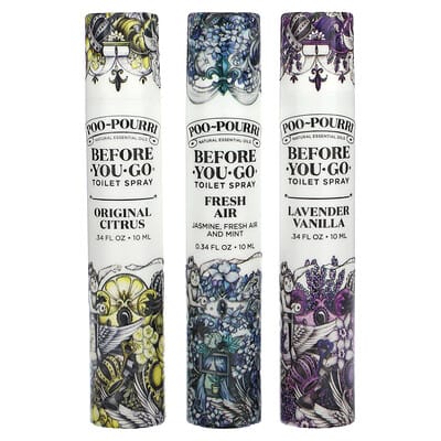 Poo-Pourri набор спреев для туалета On-The-Go, 3 шт., по 0.34 fl oz (10 ml) каждый