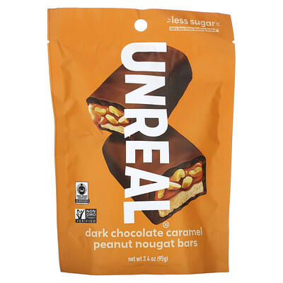 Unreal батончики с темным шоколадом и карамелью с арахисом 3.4 oz