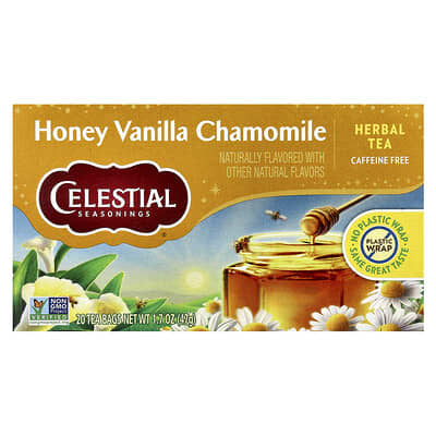 Herbal Tea, Honey Vanilla Chamomile, Caffeine Free, 20 Tea Bags, 1.7 oz (47 g)