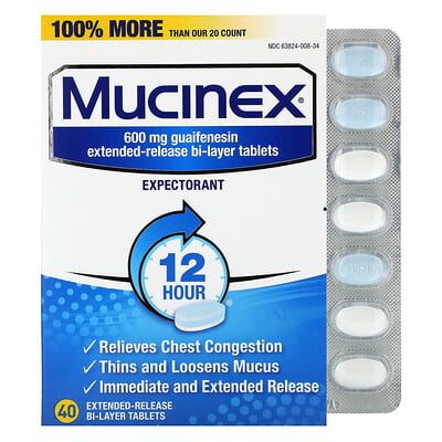 12 HR Chest Congestion, 600 mg, 40 Extended-Release Tablets