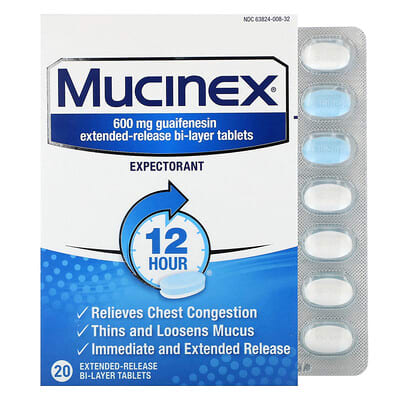 Mucinex, 600 mg, 20 Extended-Release Bi-Layer Tablets