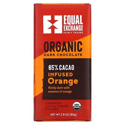 Темный шоколад Equal Exchange с апельсином, 65% Cacao, 2.8 oz (80 g)