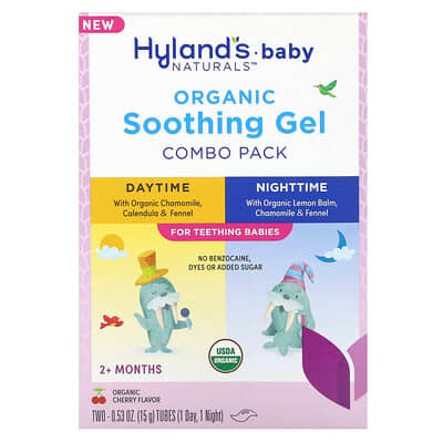 Детский органический успокаивающий гель Hyland's Naturals, 2 тюбика, 0.53 oz (15 g) каждый