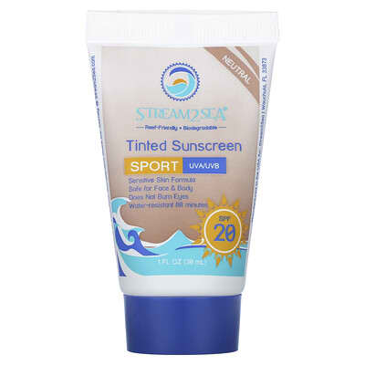 Tinted Sunscreen, Water Sport, SPF 20, 1 fl oz (30 ml)