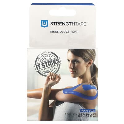 Kinesiology Tape, Royal Blue, 20 Pre-Cut Strips