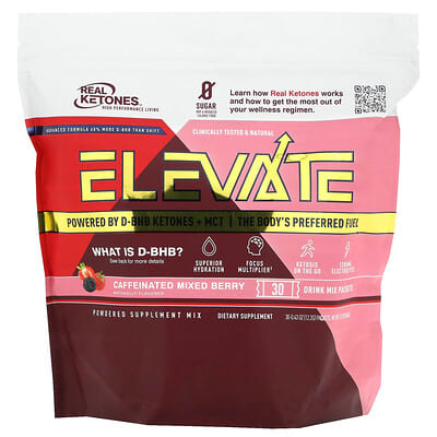 Elevate, Caffeinated Mixed Berry, 30 пакетиков для напитков, 0.43 oz (12.2 g) каждый