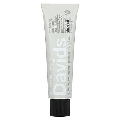 Whitening + Antiplaque Toothpaste, Natural Mint + Charcoal, 1.75 oz (50 g)