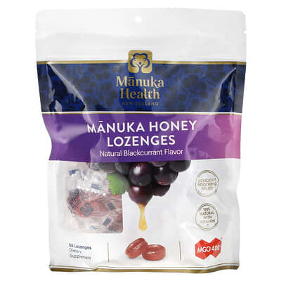 Manuka Honey Lozenges, Natural Blackcurrant, MGO 400+, 58 Lozenges