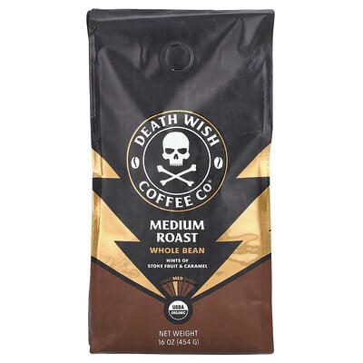 Кофе в зернах, средняя обжарка, 16 oz (454 g)