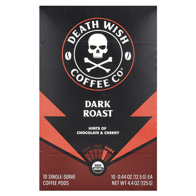 Кофе в капсулах Single-Serve, Dark Roast, 10 капсул, 0.44 oz (12.5 g) каждая
