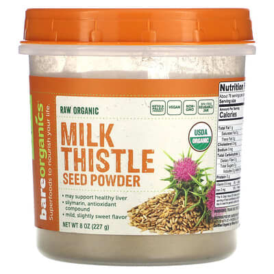 Органический порошок из семян расторопши Raw Organic Milk Thistle Seed Powder, 8 oz (227 g)
