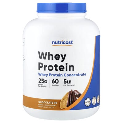 Концентрат сывороточного протеина Nutricost, Chocolate PB, 5 lb (2,268 g)