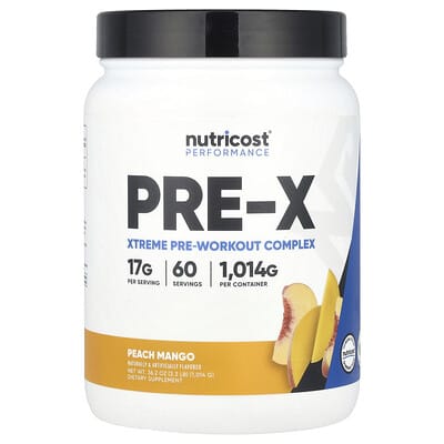 Комплекс для предтренировочного приема PRE-X Xtreme, персик-манго, 2.3 lb (1,014 g)