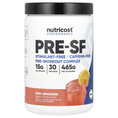 Комплекс для предтренировочного приема Nutricost Performance, без стимуляторов, Pink Lemonade, 1 lb (465 g)